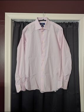 EREDI PISANO Pink Striped Made In Italy Cutaway Collar Button-up Dress Shirt 40